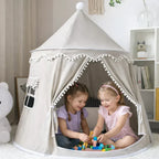 Tipi de lona infantil con estructura de madera y material de algodón
