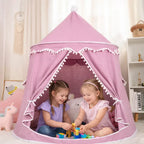 Tipi de lona infantil con estructura de madera y material de algodón