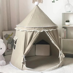Tipi de lona infantil con estructura de madera y material de algodón