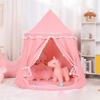 Tipi de lona infantil con estructura de madera y material de algodón