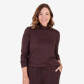 Top de cuello alto para mujer con acabado jaspeado cepillado y mangas largas