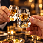 Vaso de chupito de cristal con lentejuelas decorativo de lujo