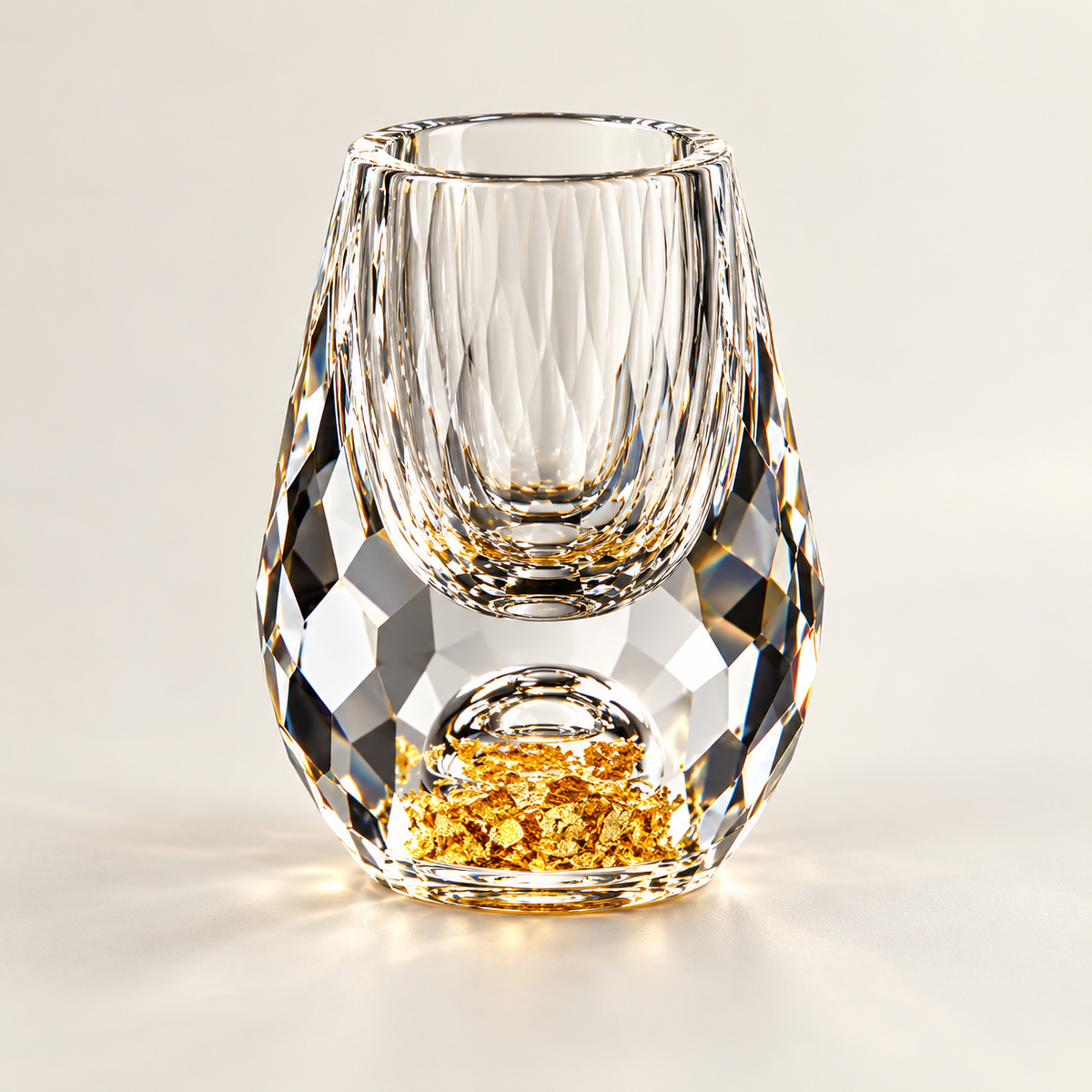 Vaso de chupito de cristal con lentejuelas decorativo de lujo