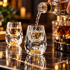 Vaso de chupito de cristal con lentejuelas decorativo de lujo