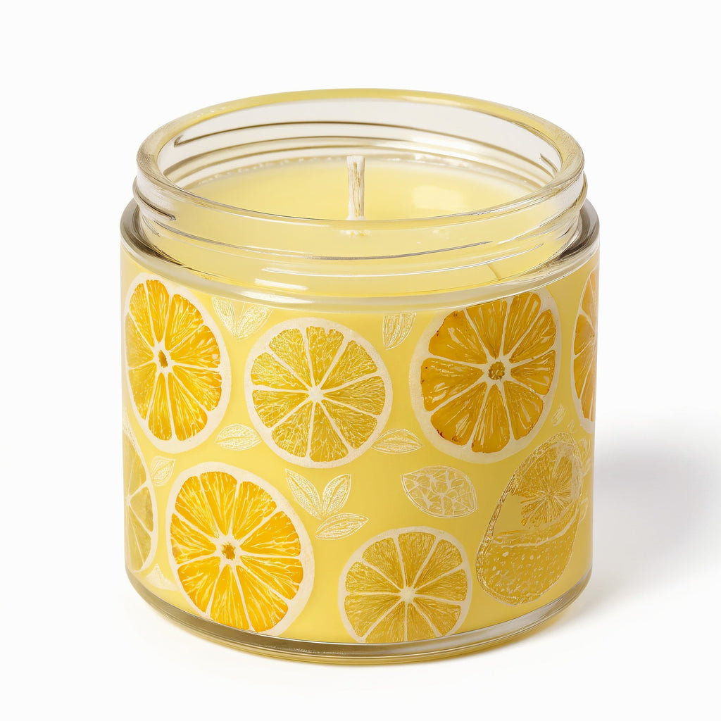 Vela de soja Citrus Zest de Tiendalodama en tarro de cristal amarillo