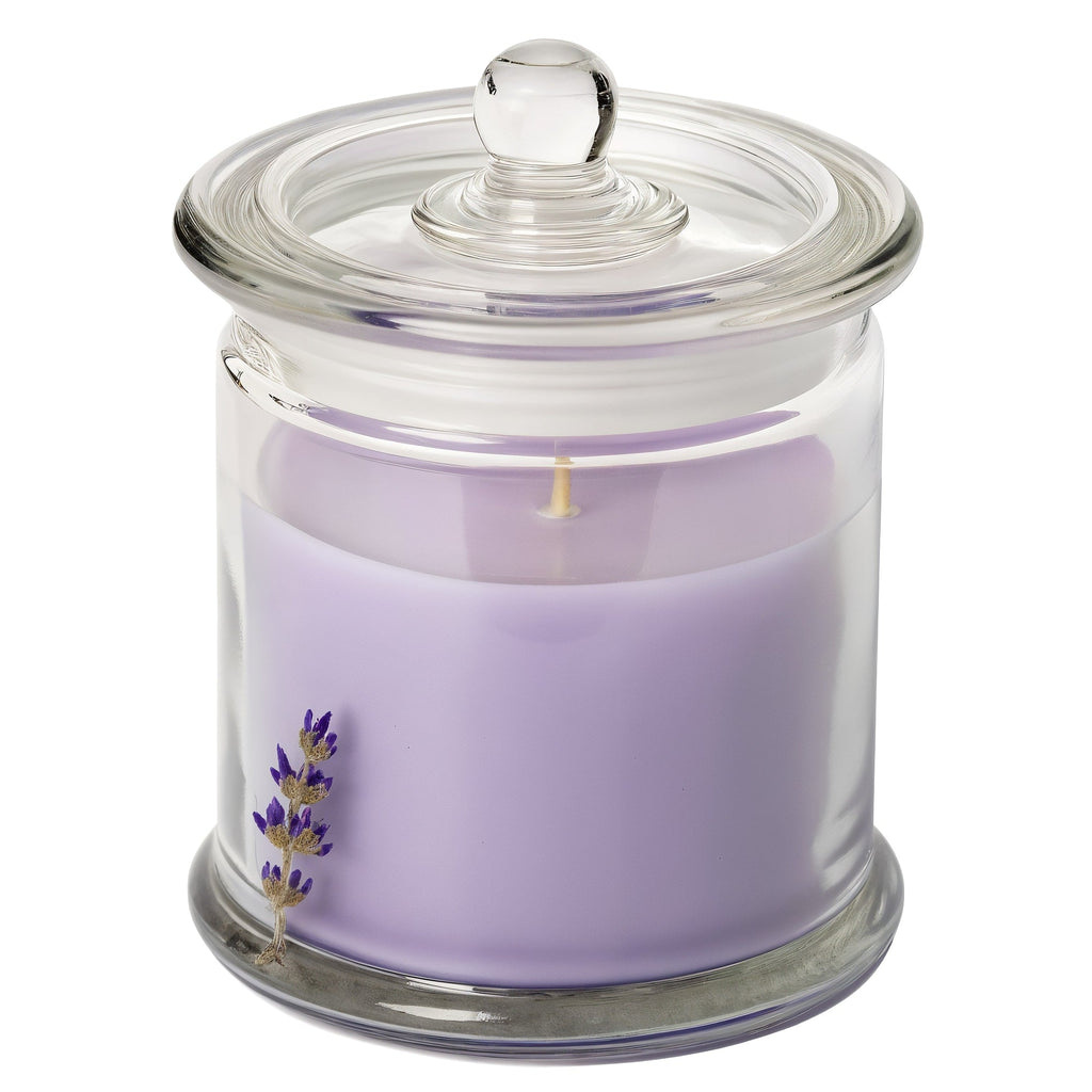 Vela de soja Lavender Fields de Tiendalodama en tarro de cristal transparente