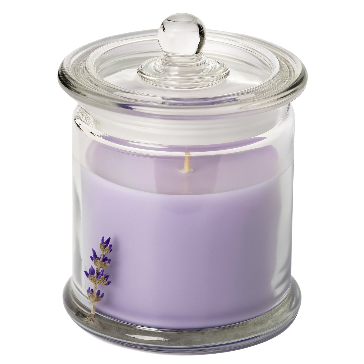 Vela de soja Lavender Fields de Tiendalodama en tarro de cristal transparente