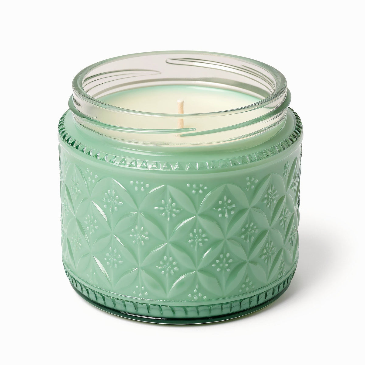 Tiendalodama Mint Refresh Soy Candle en tarro verde menta con relieve