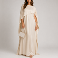 Vestido largo de mujer con capa drapeada | Vestido de noche hasta el suelo