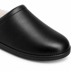 Zapatillas de estar por casa para hombre con forro de pelo sintético negras de interior
