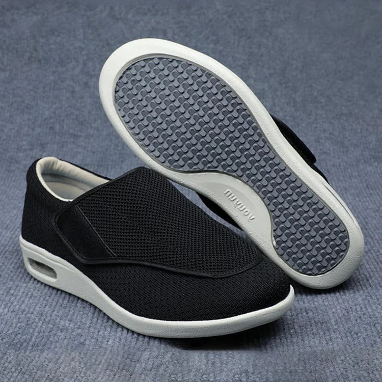 Zapatos anchos para pies hinchados con correas ajustables y plantillas extraíbles de espuma viscoelástica