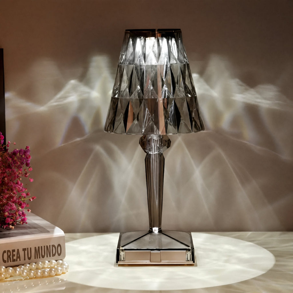 Lámpara de Mesa Moderna Brillante con Cristal y Manejo Sencillo