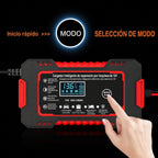 Cargador inteligente 12V 6A con reparación por impulsos y pantalla LCD para baterías de coche y moto