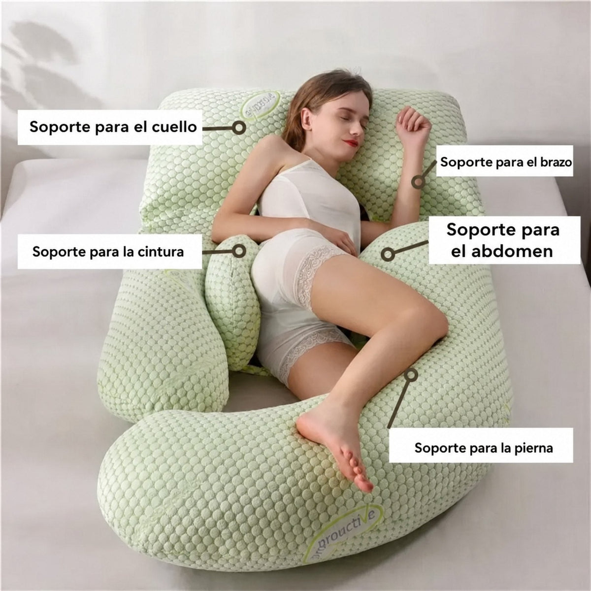 Suave cojín de embarazo con apoyo en forma de U