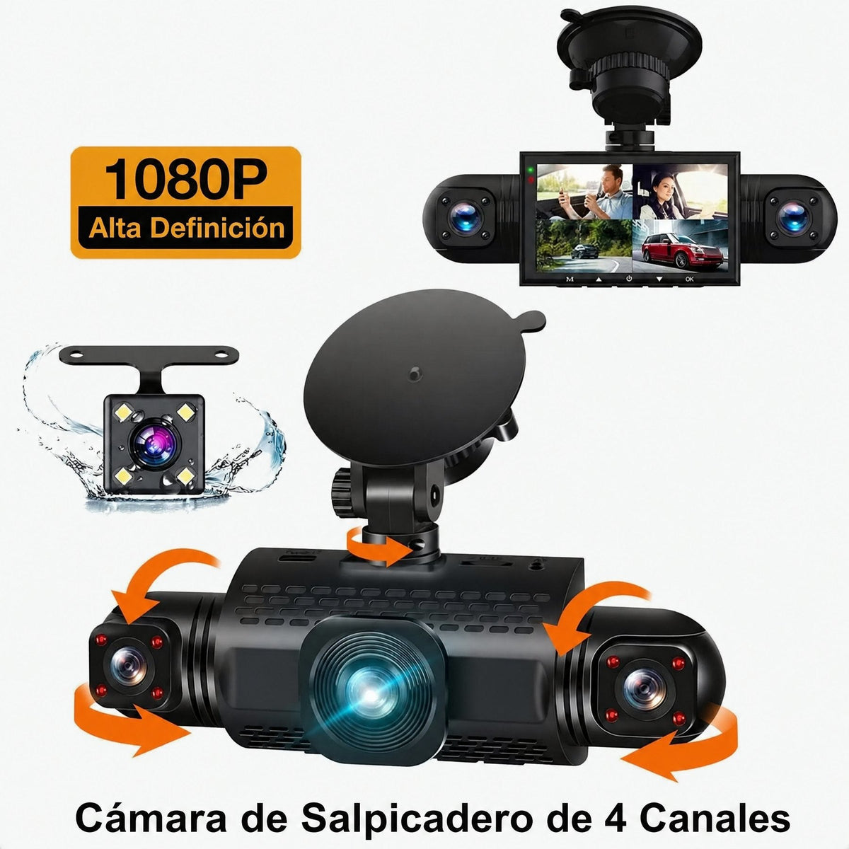 Cámara de coche 4 canales FHD con visión 360°