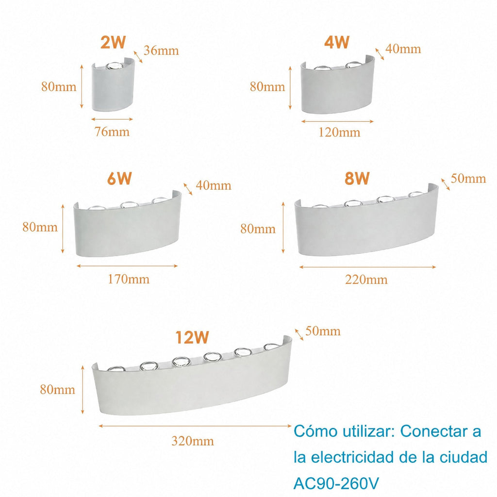 Aplique LED de pared exterior e interior impermeable