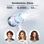 Secador de pelo iónico con 200 millones de iones negativos y control inteligente de temperatura