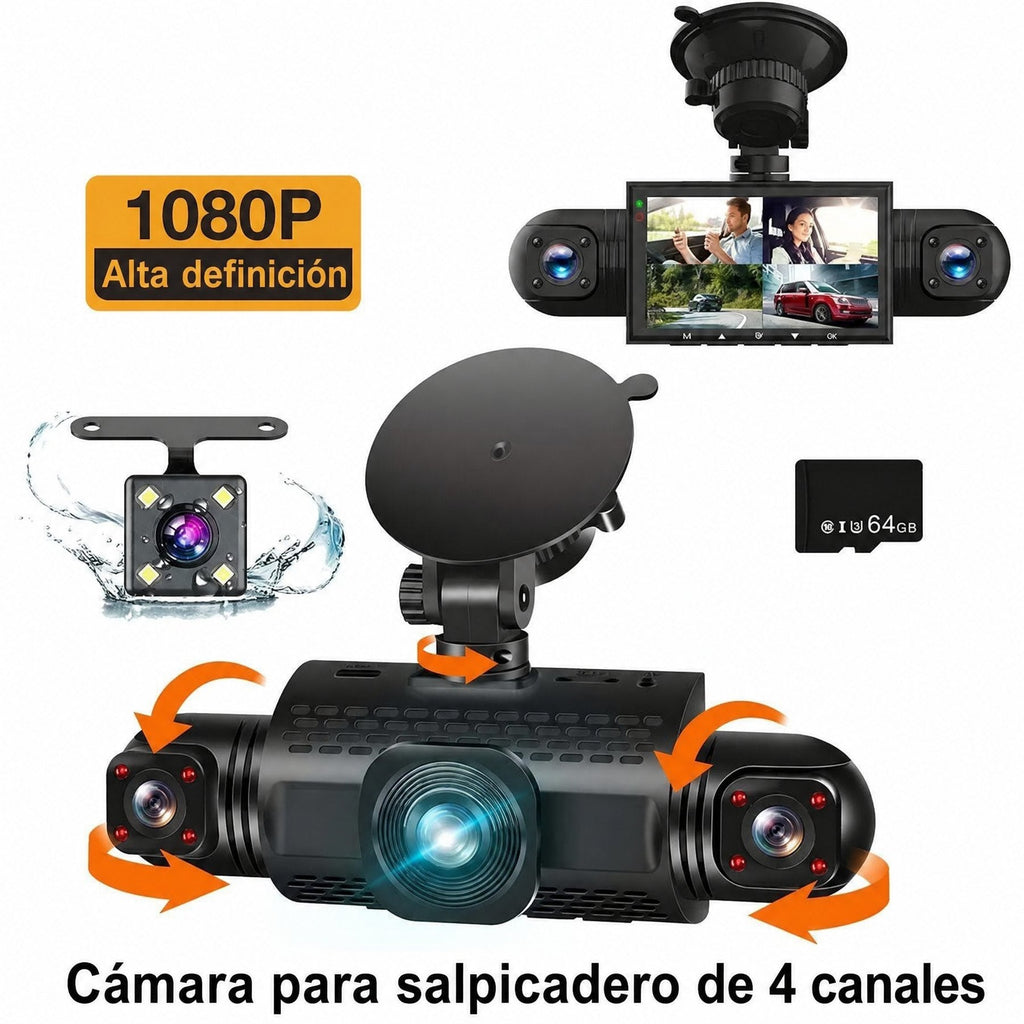 Cámara de coche 4 canales FHD con visión 360°