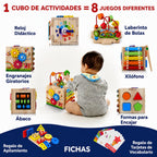 MINDBLOX – Cubo de Aprendizaje Montessori de Madera 8 en 1 para Niños Pequeños con Juegos Educativos