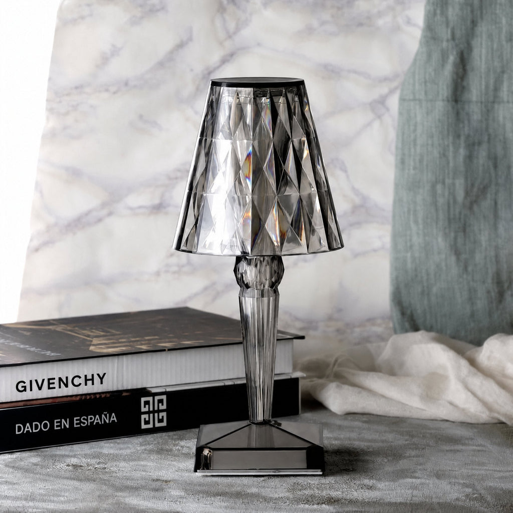 Lámpara de Mesa Moderna Brillante con Cristal y Manejo Sencillo