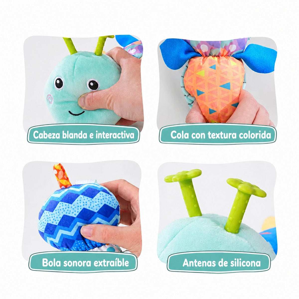 Oruga Interactiva Musical – Juguete Educativo de Peluche para Bebés y Primera Infancia