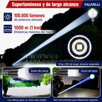 Linterna táctica ultrapotente 100.000 lúmenes