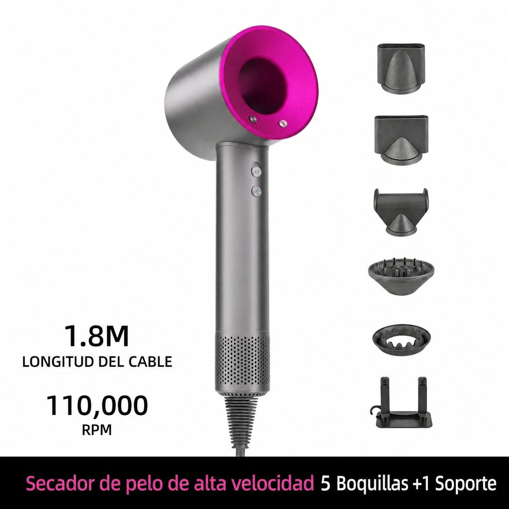 Secador de pelo iónico con 200 millones de iones negativos y control inteligente de temperatura