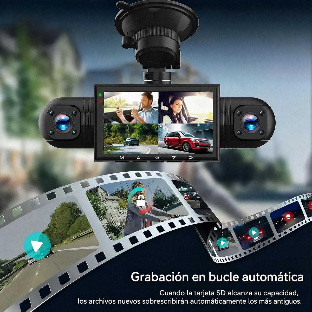 Cámara de coche 4 canales FHD con visión 360°