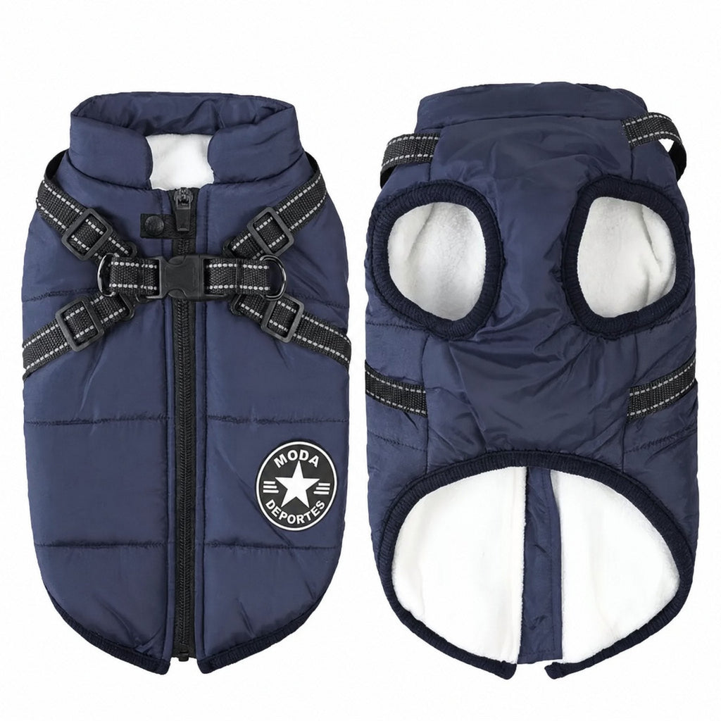 Abrigo de Invierno 3 en 1 para Perros con Arnés | Acolchado, Impermeable y Cortaviento