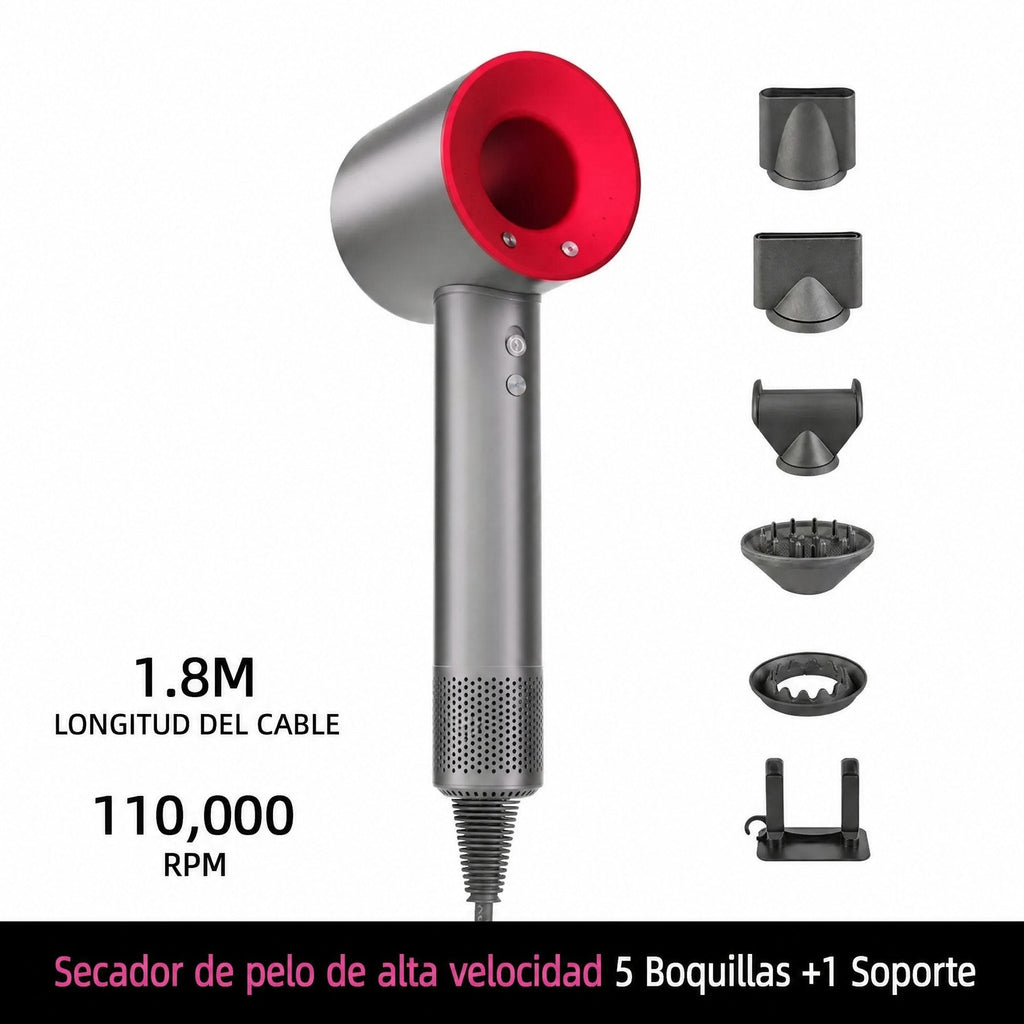 Secador de pelo iónico con 200 millones de iones negativos y control inteligente de temperatura