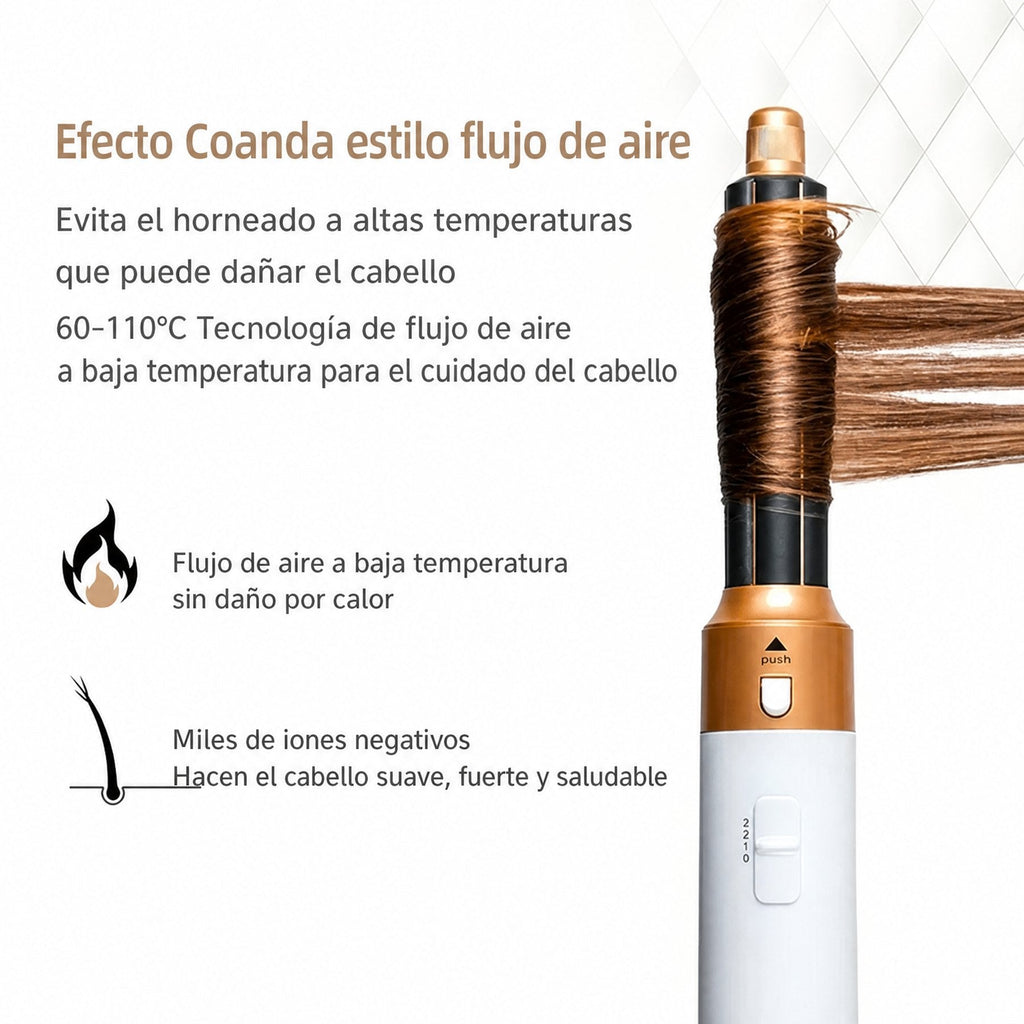 Styler para el pelo 5 en 1 con rizador automático, secador y cepillo alisador