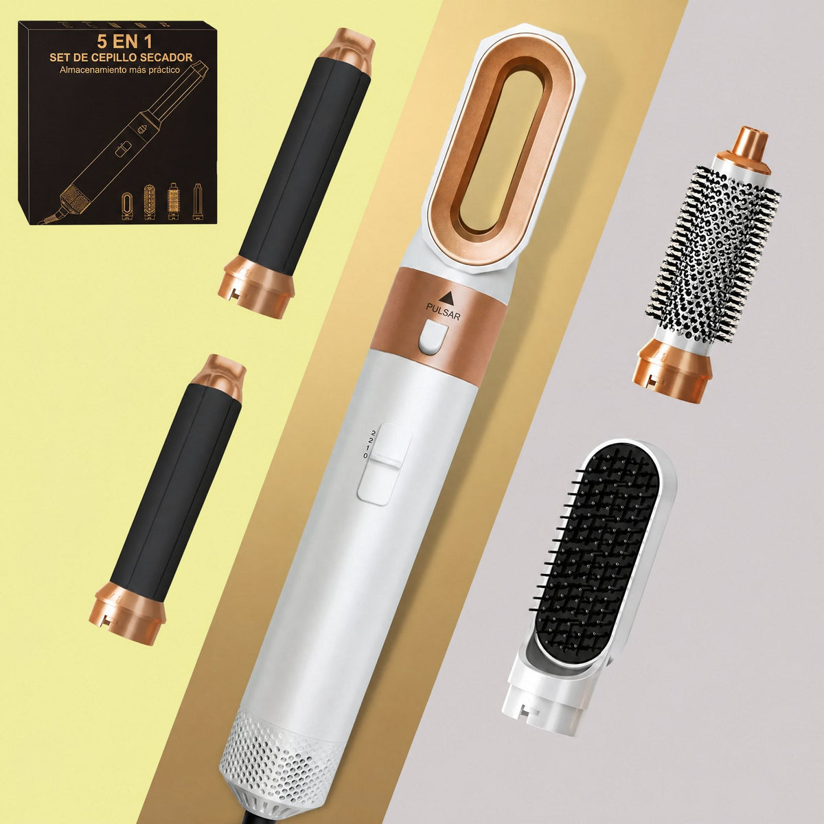 Styler para el pelo 5 en 1 con rizador automático, secador y cepillo alisador