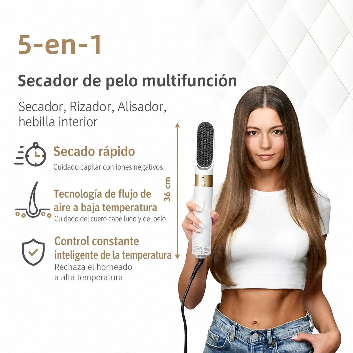 Styler para el pelo 5 en 1 con rizador automático, secador y cepillo alisador