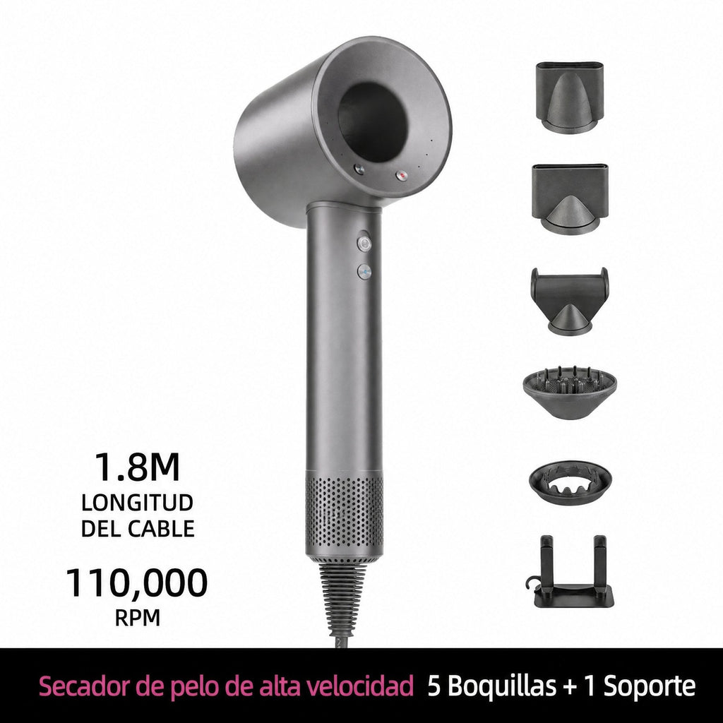 Secador de pelo iónico con 200 millones de iones negativos y control inteligente de temperatura