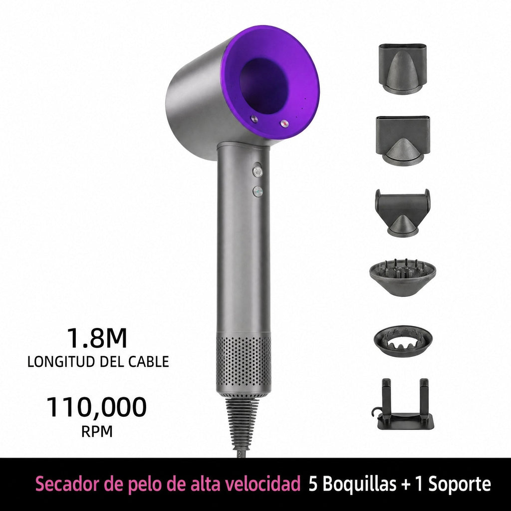Secador de pelo iónico con 200 millones de iones negativos y control inteligente de temperatura