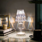 Lámpara de Mesa Moderna Brillante con Cristal y Manejo Sencillo