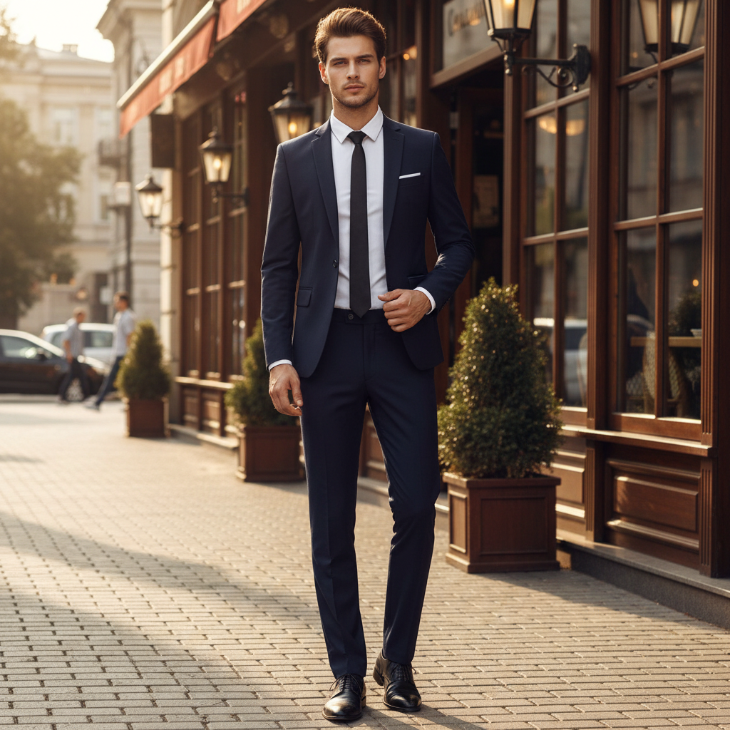 Traje de negocio entallado y refinado