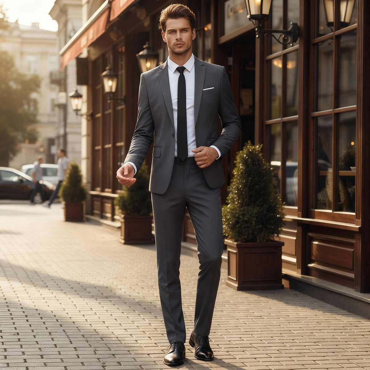 Traje de negocio entallado y refinado