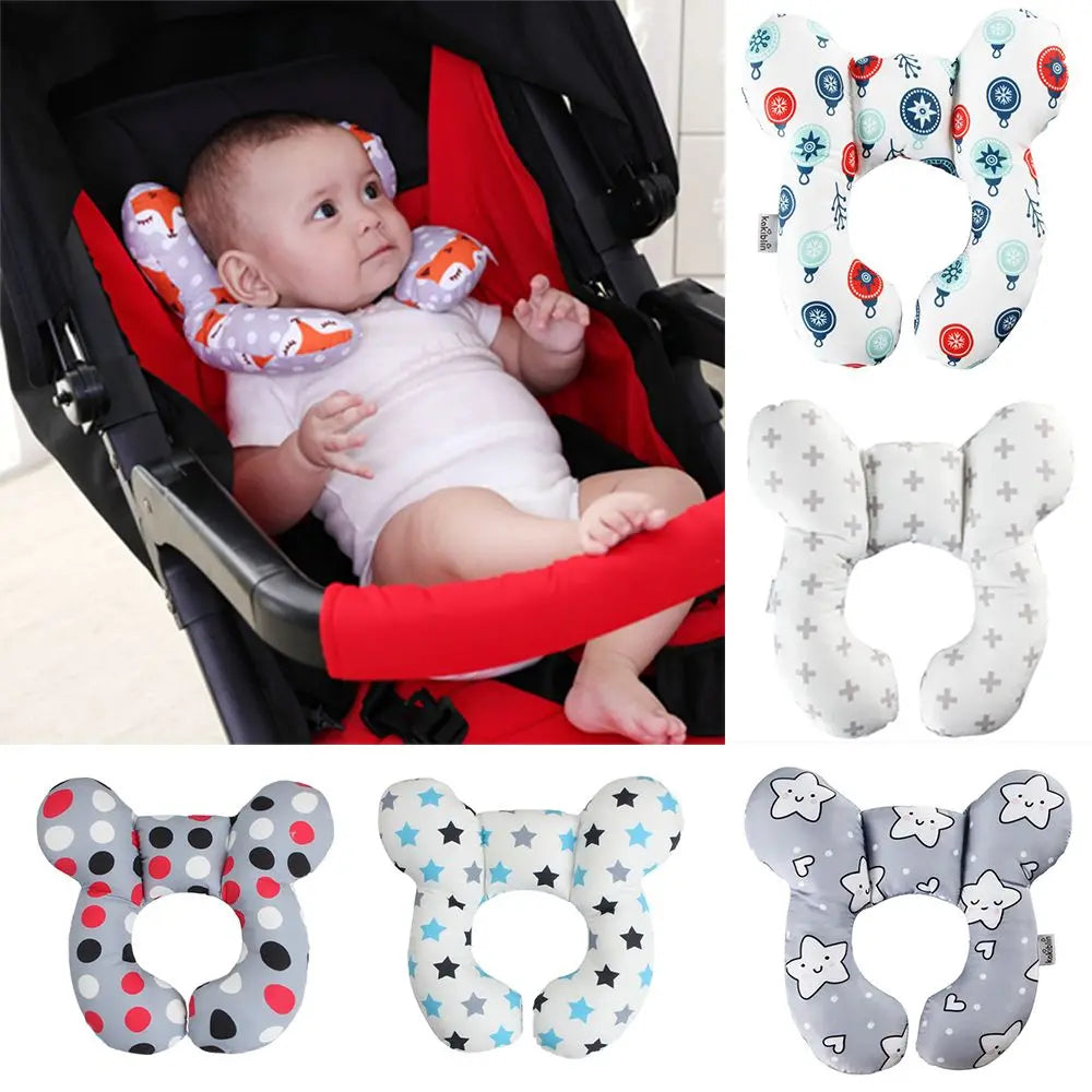 Almohada de apoyo para cabeza y cuello en forma de U para bebés, ideal para viajes.