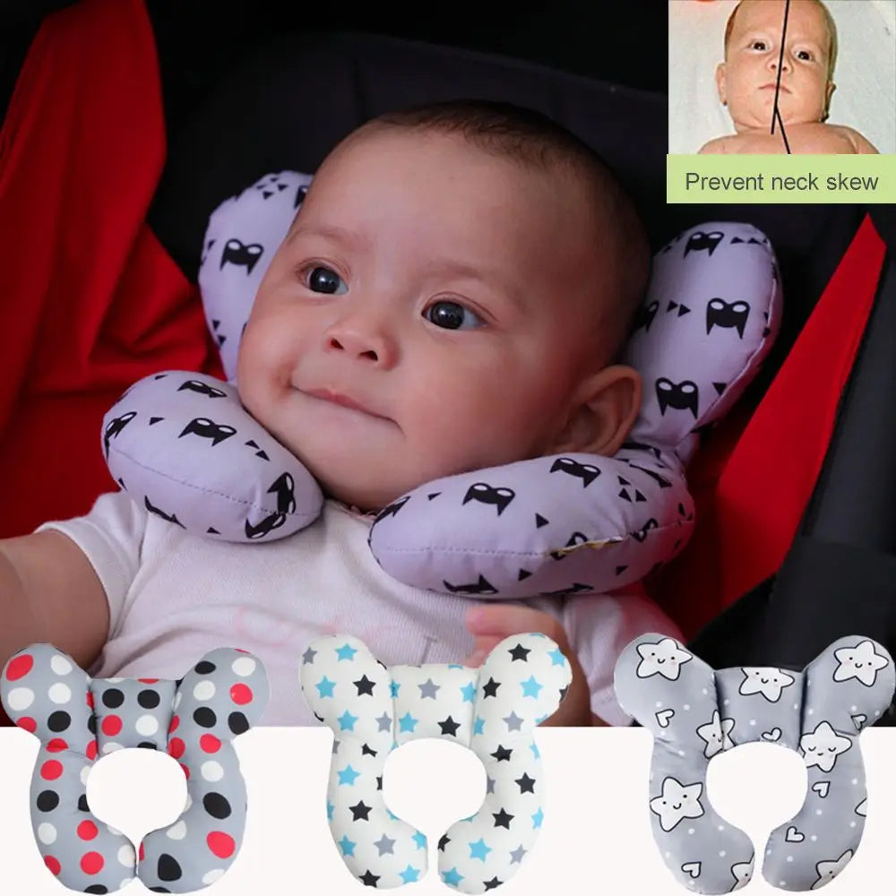 Almohada de apoyo para cabeza y cuello en forma de U para bebés, ideal para viajes.