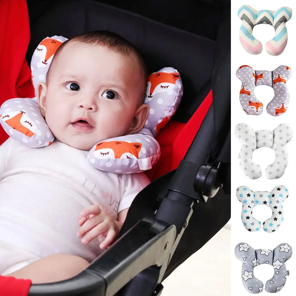 Almohada de apoyo para cabeza y cuello en forma de U para bebés, ideal para viajes.
