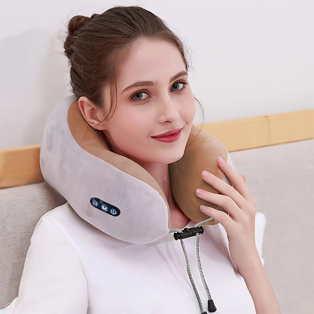 Almohada cervical en forma de U con espuma viscoelástica y calefacción recargable por USB - NeckEase Pro