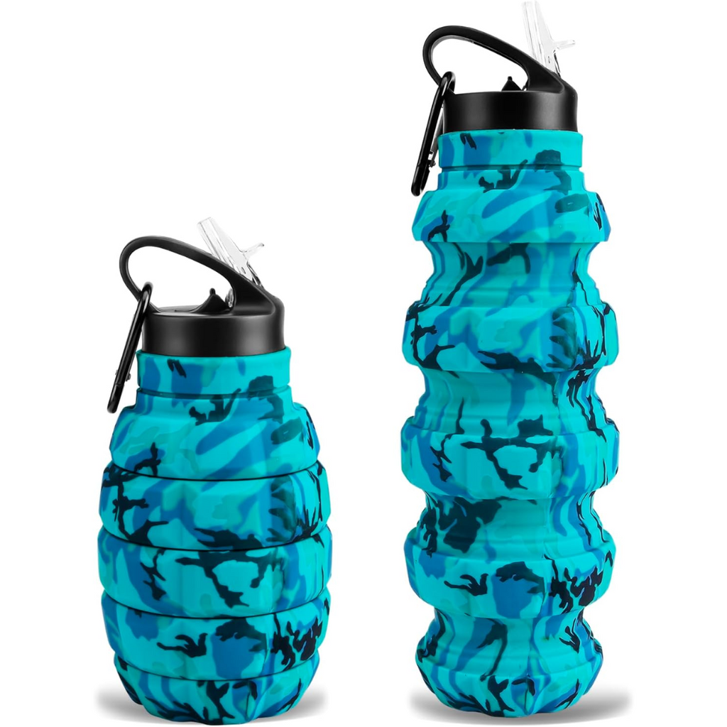 Botella de agua de viaje plegable de silicona unisex - 19.5 fl oz