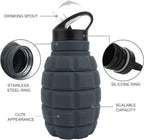 Botella de agua de viaje plegable de silicona unisex - 19.5 fl oz
