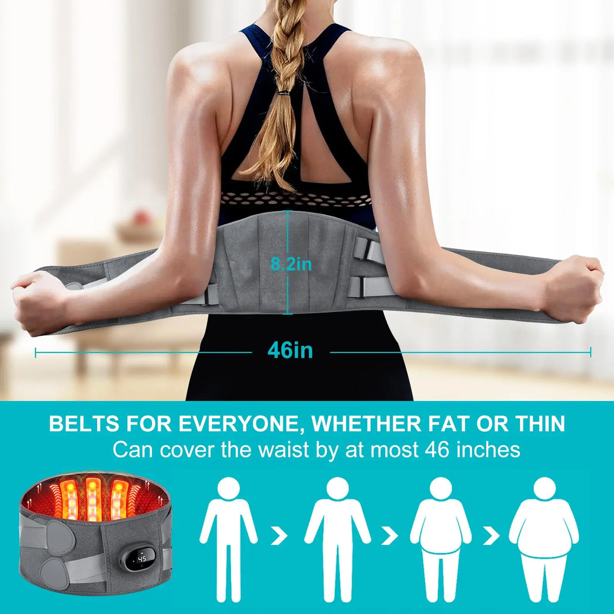 Almohadilla térmica y masajeador lumbar inalámbrico unisex
