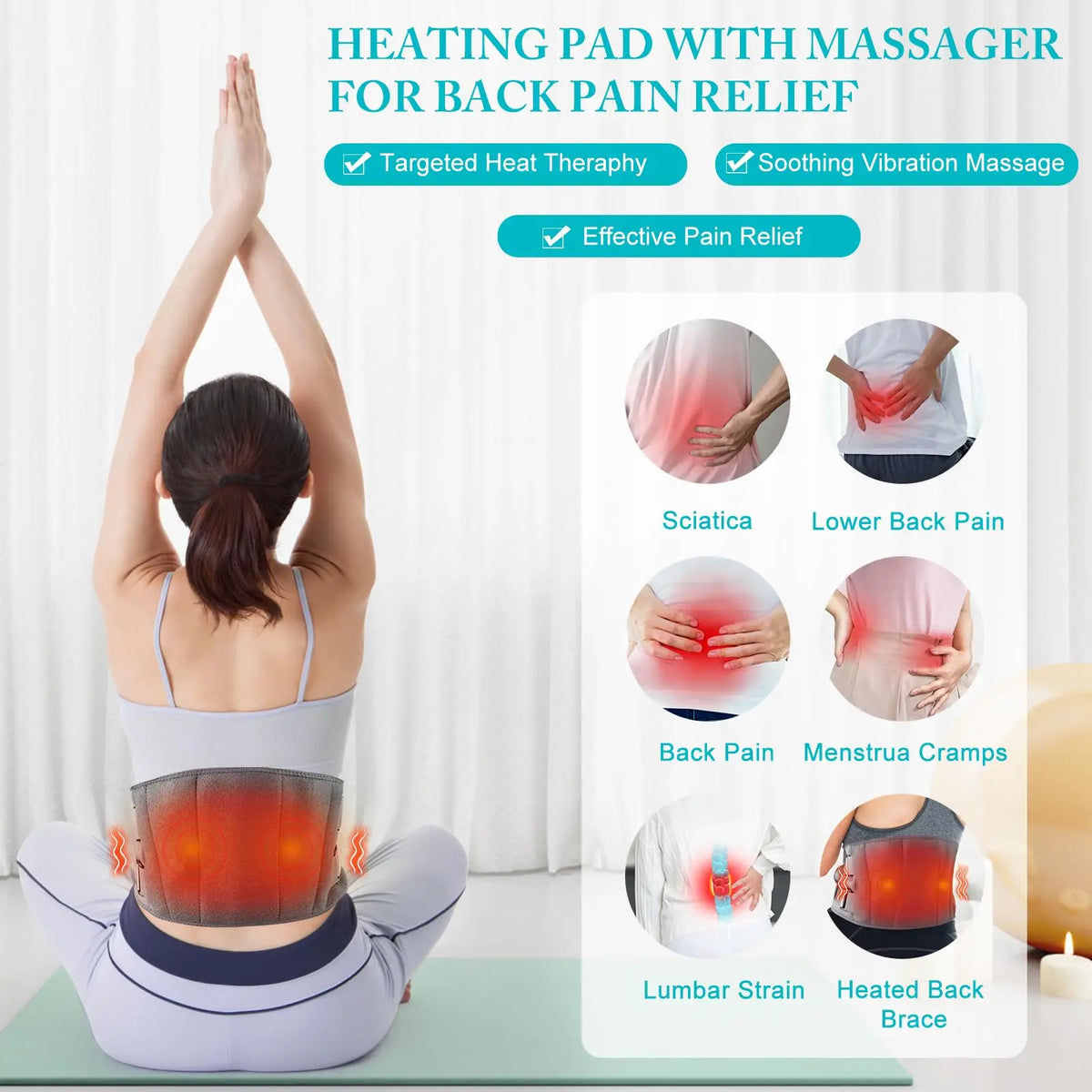 Almohadilla térmica y masajeador lumbar inalámbrico unisex