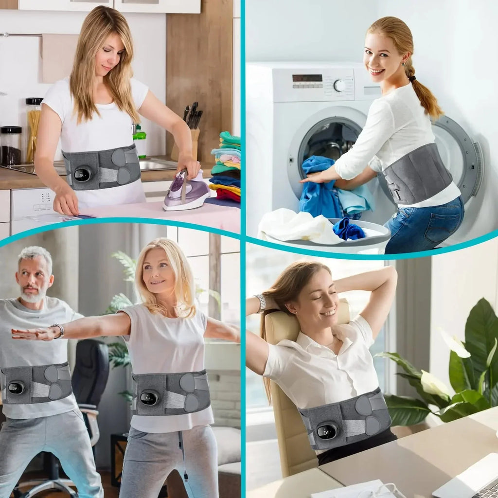 Almohadilla térmica y masajeador lumbar inalámbrico unisex