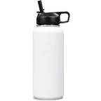 Botella de agua unisex de acero inoxidable con aislamiento térmico y pajita.