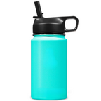 Botella de agua unisex de acero inoxidable con aislamiento térmico y pajita.