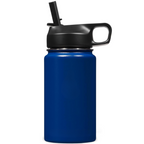 Botella de agua unisex de acero inoxidable con aislamiento térmico y pajita.